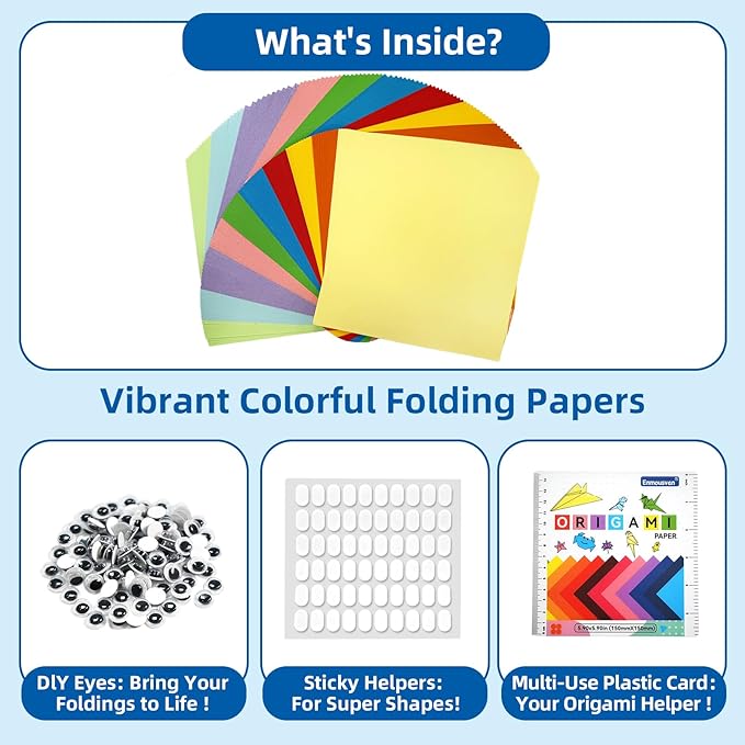 Origami Kit for Kids | 220 Sheets 6x6 Inch Origami Paper in 10 Colors & - Image 4