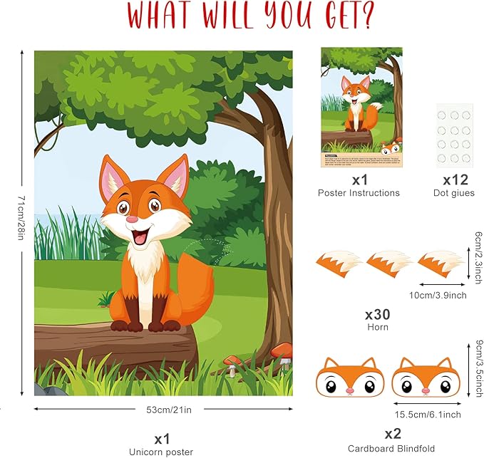 ASTARON Pin The Tail on The Fox Party Game - Image 2