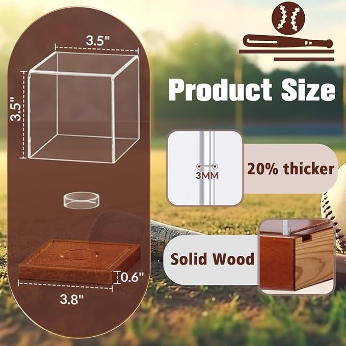 Personalized Baseball Display Case UV Protectedcase Baseball Box Custom Name Text Customize Baseball Cases Display for Balls - for Official Size Ball