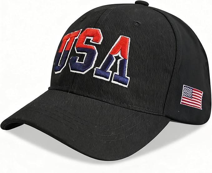 American Flag Patriotic Baseball Cap | Embroidered USA Flag 100% Cotton Adjustable Hat for Men & Women
