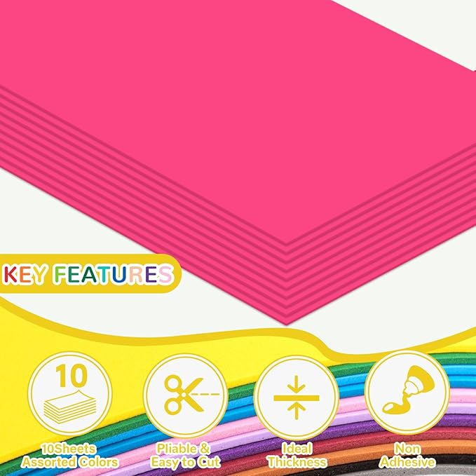 10 Pack Foam Sheets Craft 8 x 12 inch, Eva Color Foam Paper - Image 3