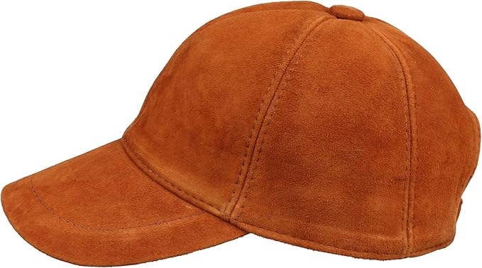 Suede Leather Baseball Cap – Unstructured 6 Panel Adjustable Strapback Hat for Men & Women