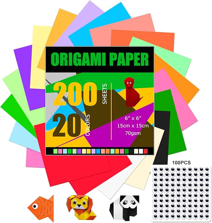 200 Sheets Origami Paper, 20 Colors Origami Craft Kit 6x6, Double Sided Color by Firstop