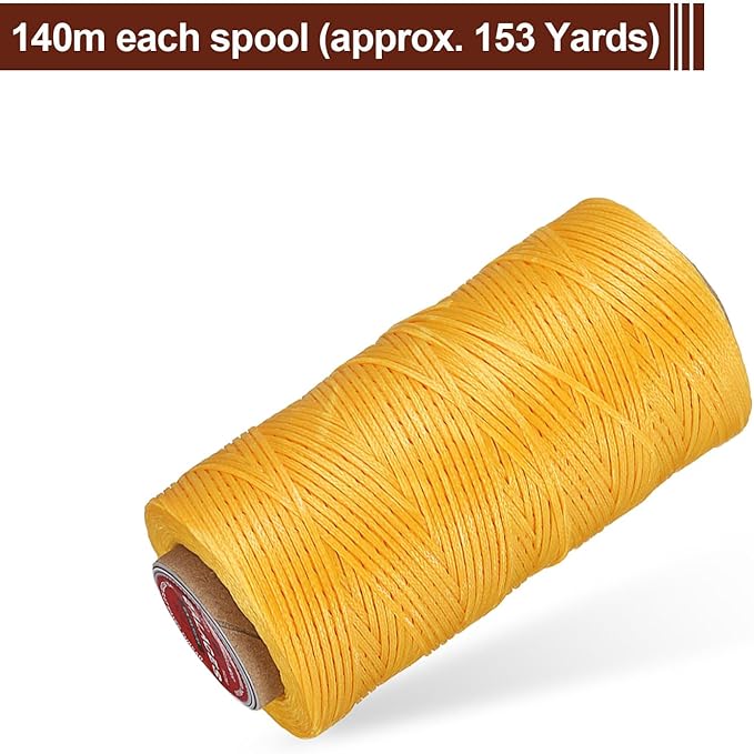 uxcell Flat Leather Sewing Waxed Thread, 140m / 153 Yards Polyester Wax String - Image 3
