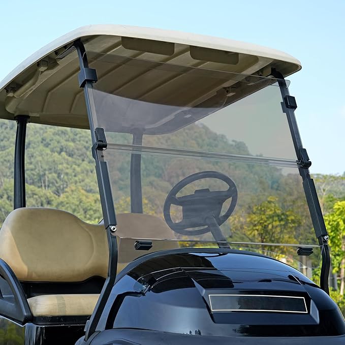 Golf Cart Windshield, Club Car Windshield with Windshield Clips Suitable for 2004-Up Club Car Precedent/Onward/Tempo Golf Carts, PC UV Resistant, Club Car Foldable Windshield Replacement