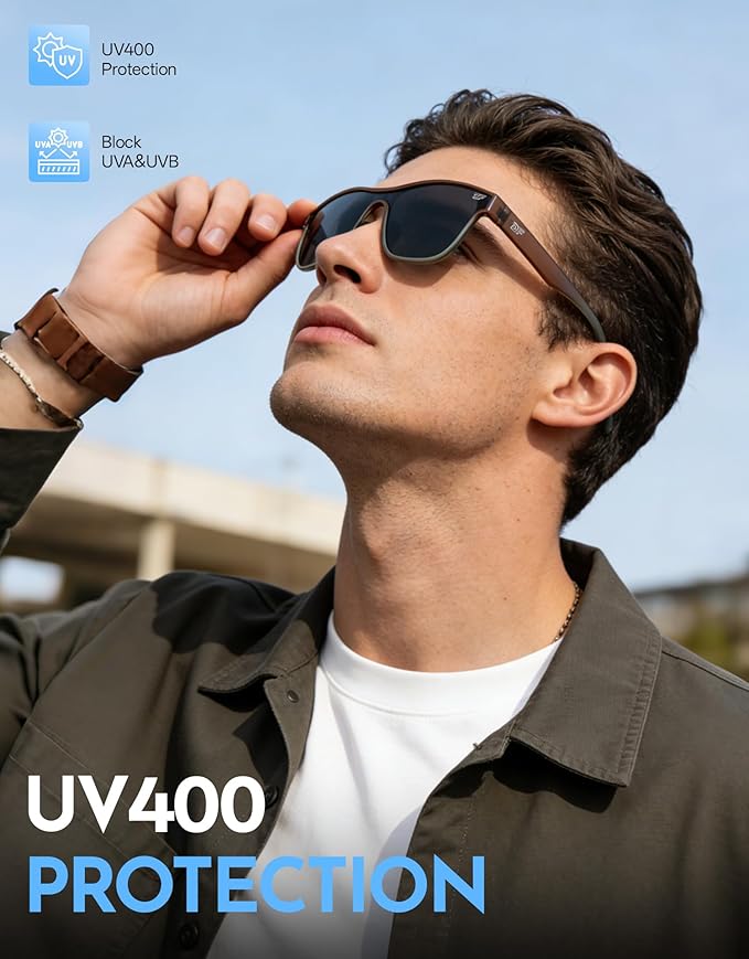 DEAFRAIN Polarized Sunglasses for Men Women - UV400 Protection 21.5g Sport Sun Glasses for Driving Fishing Running Golf