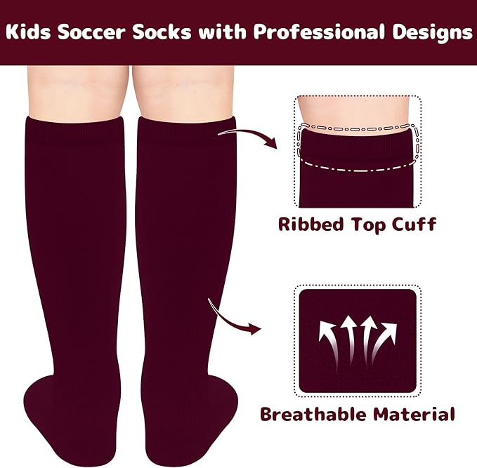 Olreco 1 Pack Toddler Kids Youth Soccer Socks Girls Boys Baseball Socks Youth Knee High Softball Football Accessories Cotton