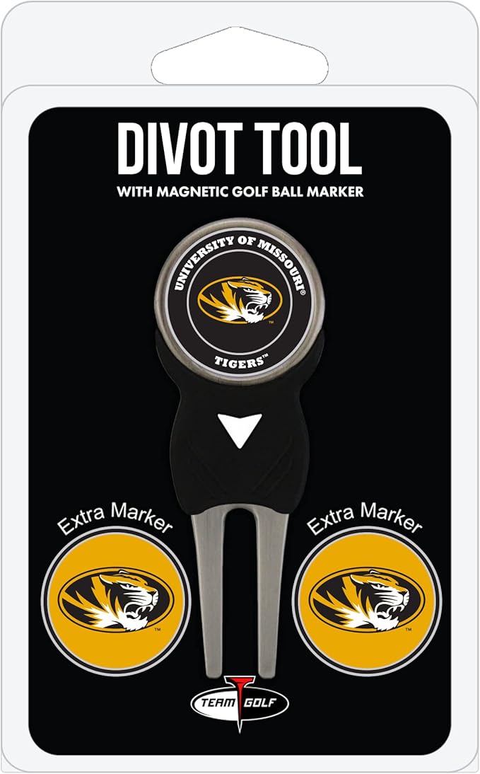 Team Golf NCAA Divot Tool with 3 Golf Ball Markers Pack, Markers are Removable Magnetic Double-Sided Enamel