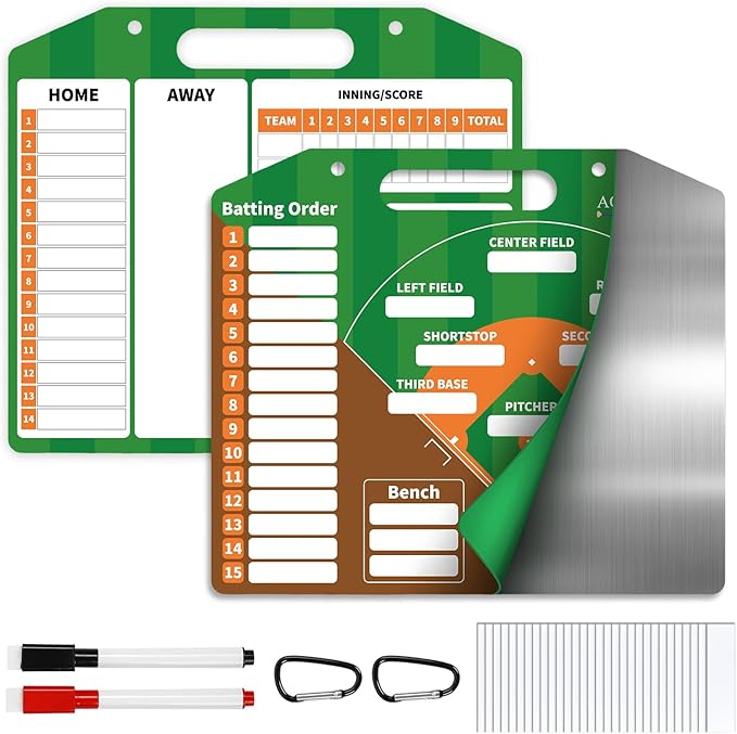 AOLEBA Baseball Lineup Board for Dugout,Dry Erase Magnetic Metal Baseball Clipboard for Coaches