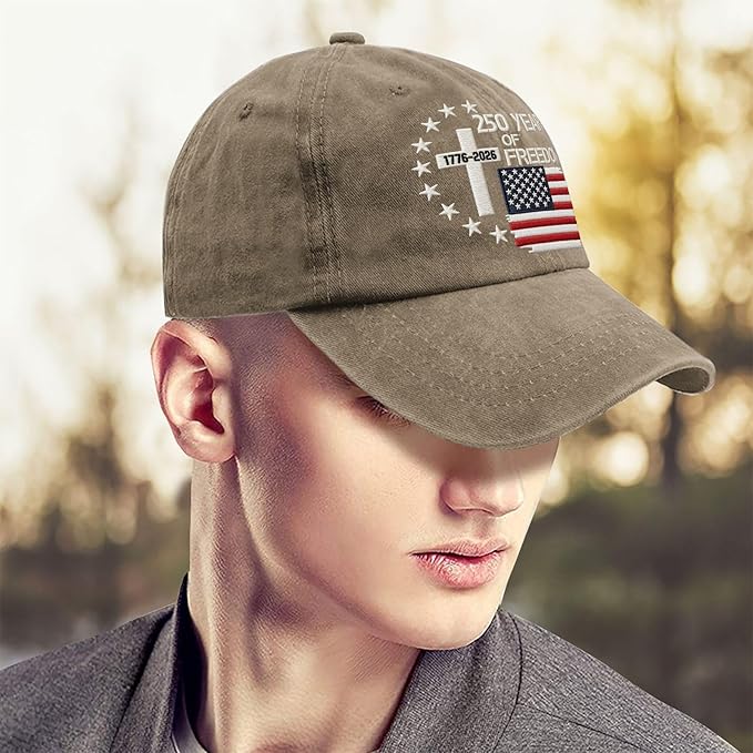US 250th Anniversary Hat, Patriotic Embroidered Cap, 1776-2026 Freedom Celebration, 250 Years American History Gift Patriots