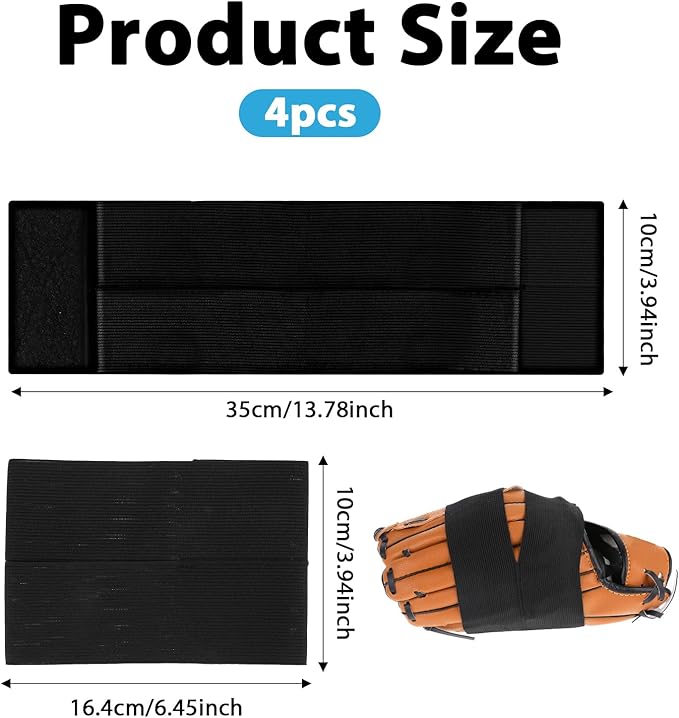 Glove Wrap Band, 4 PCS Baseball Glove Strap, Softball and Baseball Glove Strap Elastic Glove Wrap Softball Baseball Glove Accessories for Quickly Keep the Pocket Formed Fit All Gloves