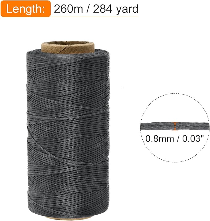 MECCANIXITY Waxed Thread, 284 Yard 0.8mm 150D Flat Wax Thread Polyester Waxed - Image 2
