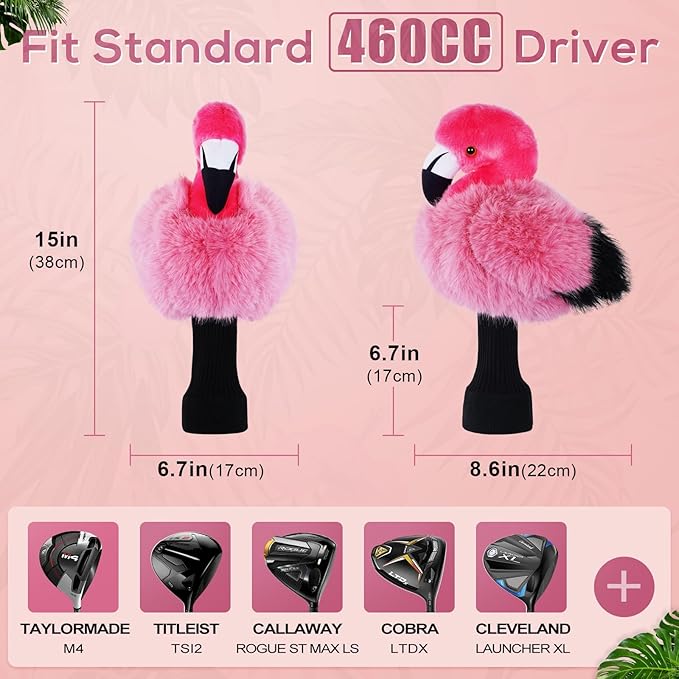 mytag Funny Golf Club Head Covers, Animal Plush Driver Headcover, Golf Headcover Fits Standard 460cc Driver Head