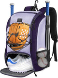 MATEIN Baseball Backpack, Softball Bat Bag with Shoes Compartment for Youth, Boys and Adult, Lightweight Baseball Bag with Fence Hook Hold TBall Bat, Batting Mitten, Helmet, Caps, Teeball Gear
