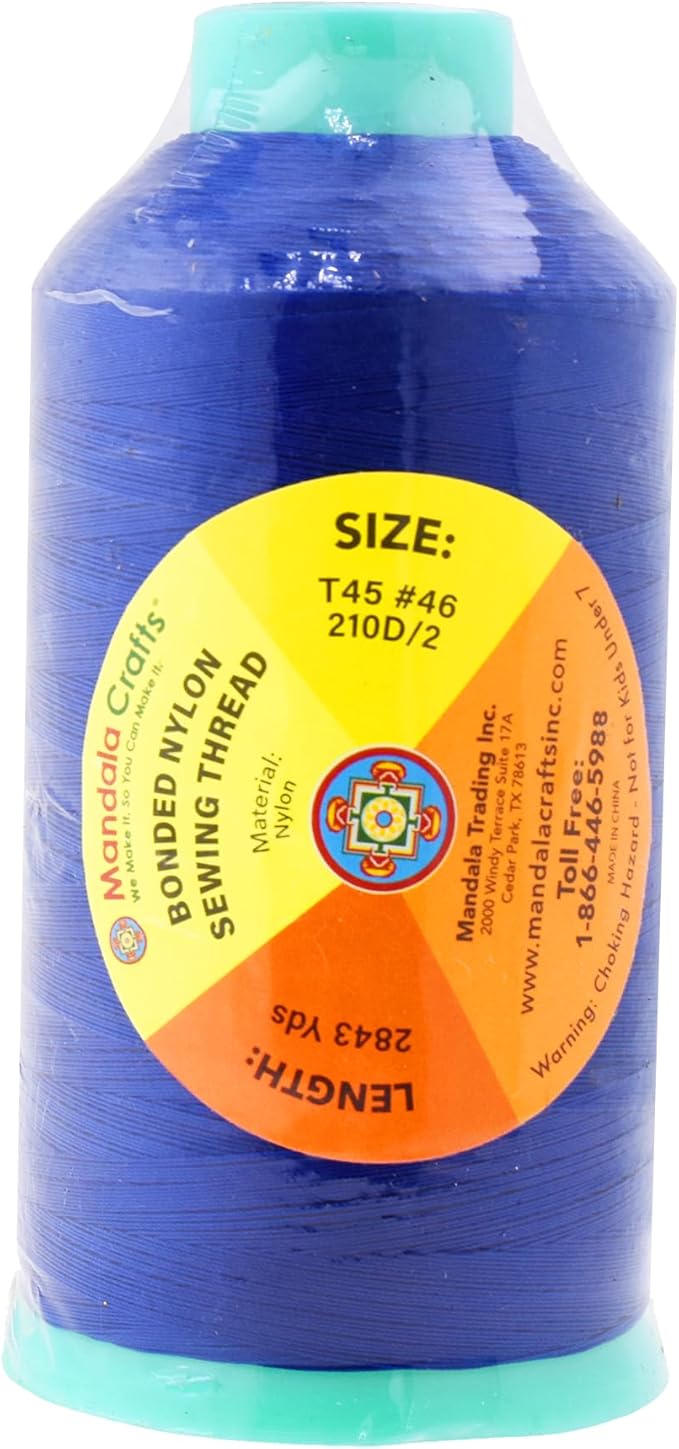 Mandala Crafts Bonded Nylon Thread Royal Blue Heavy Duty Sewing Threads - Image 3