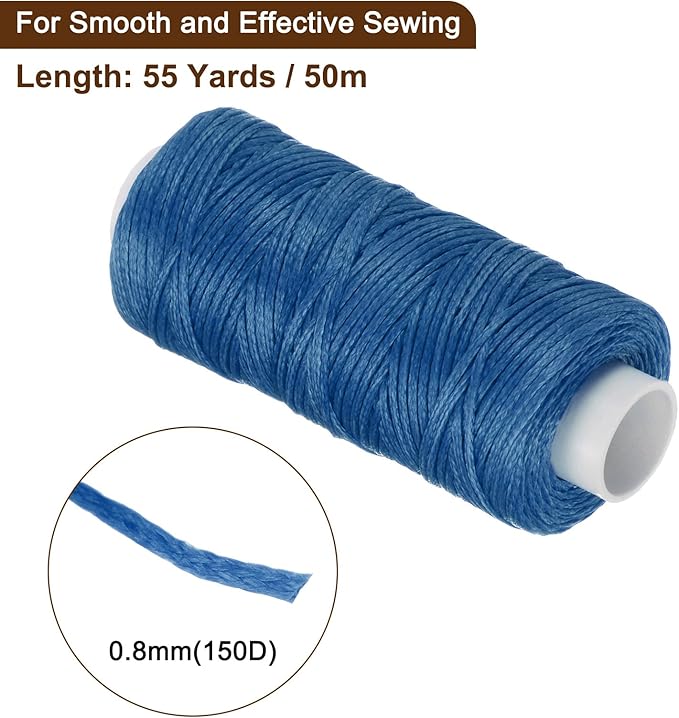 uxcell Leather Sewing Waxed Thread, 55 Yards / 50m 0.8mm 150D Flat Polyester - Image 2