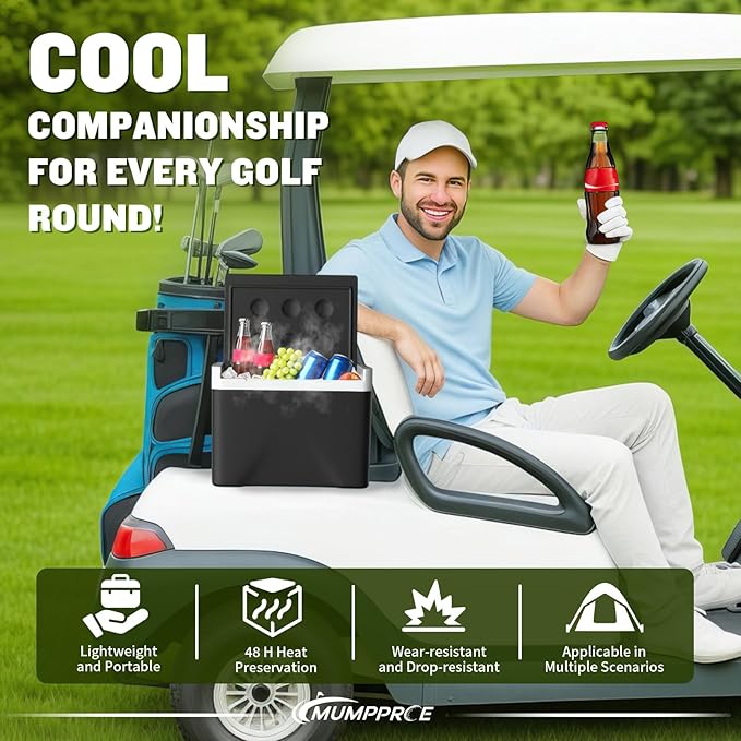 Golf Cart Cooler Fits Club Car Precedent Tempo Onward, Club Car Precedent Ice Chest with Mounting Bracket Kit, 48 Hours Cooling Cooler, Universal 6L Large Capacity Ice Chest OEM#102588101