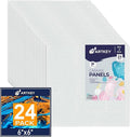 Canvas Panels 6x6 Inch 24-Pack, 10 oz Primed 100% Cotton White Blank Small by Artkey