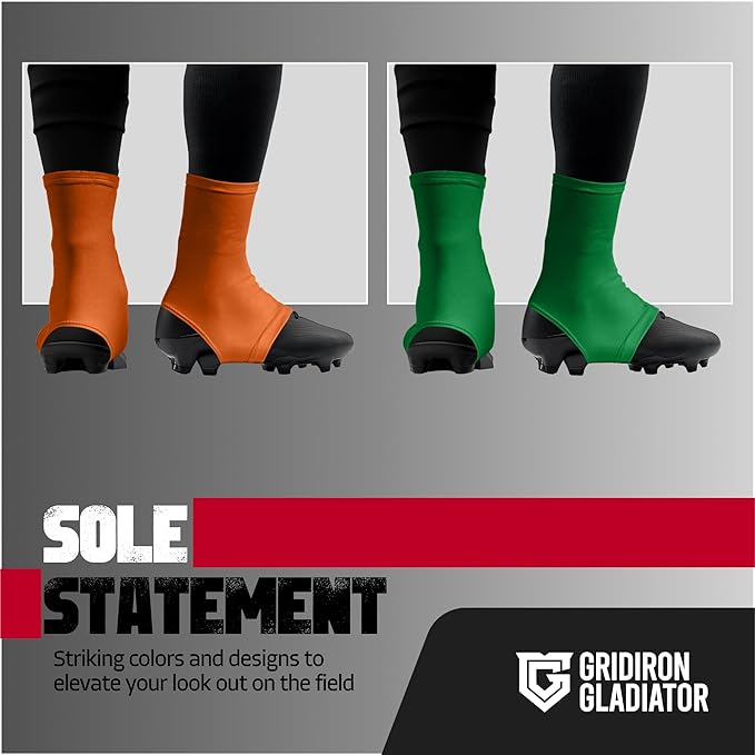 Gridiron Gladiator Football Spats - Spat Cleat Covers for Youth or Adult - Cover Cleats for Baseball Soccer Football - Shoe Sleeves - Sports Gear - Green - Medium