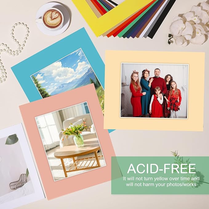 Prudiut 15 Pack 11x14 Picture Mats, Mixed Colors Frame Mattes - Image 4