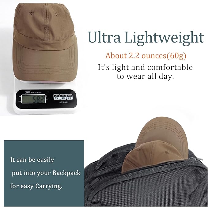 Mens Water-Resistant Baseball Cap Womens Rain Hat Foldable Outdoor Running Sun Fishing hat
