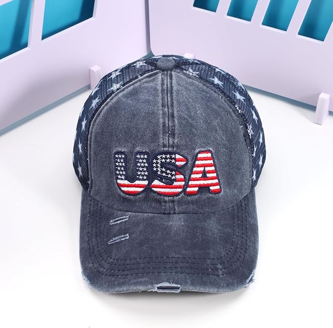 American Flag Hats Love Breast Cancer Adjustable Rhinestone Baseball Cap USA Patriotic Embroidered Baseball Trucker Hat