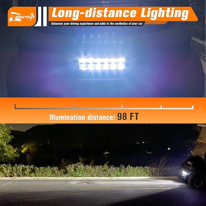 Club Car LED Headlight with Bumper, 12V Golf Cart LED Headlight for Club Car Precedent 2004-UP Electric Cart Models, Replace Precedent Head Light OEM# 102524801, 1025248-01