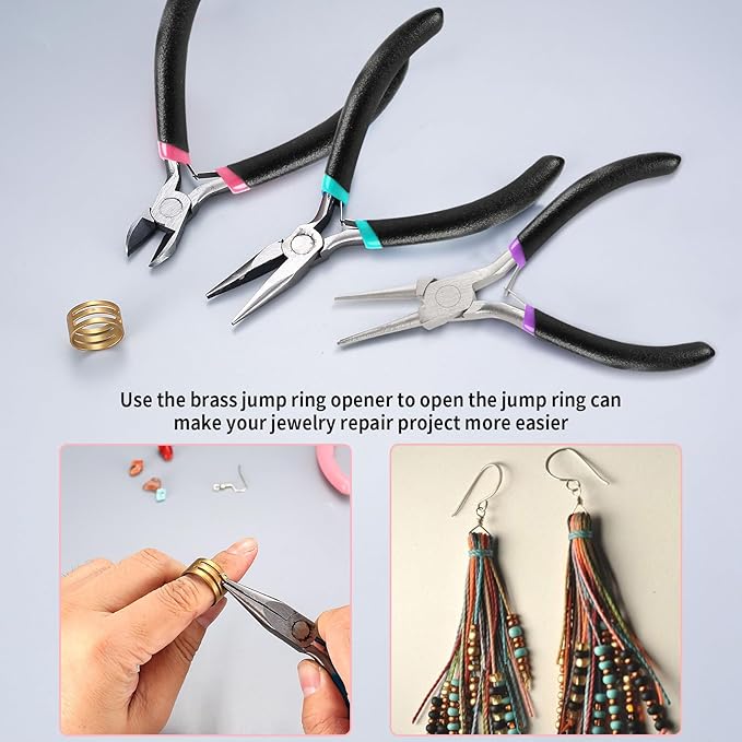 3 Pcs Jewelry Making Tools Pliers Kit, Includes Needle Nose/Round Nose - Image 5