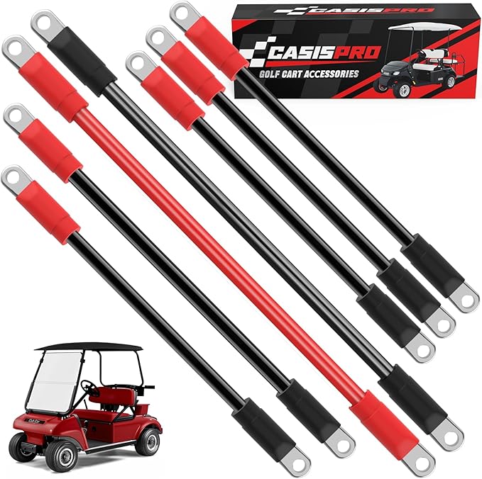 7 PCS Golf Cart Heavy Duty Battery Cables for Club Car DS 1994-UP, 36&48 Volt 4 Gauge AWG Club Car Battery Cable Set, Golf Cart Pure Copper Wiring Kit