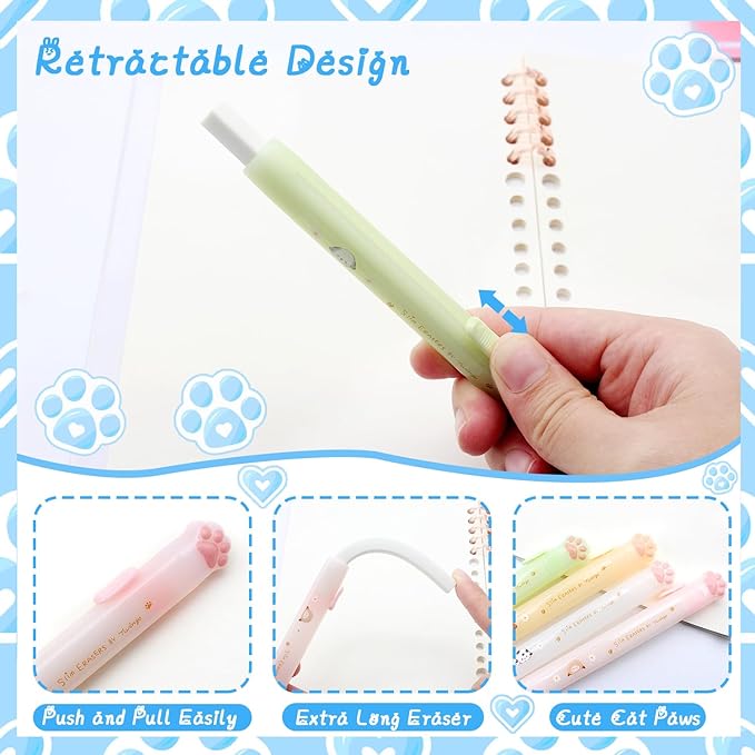 Benvo Retractable Cat Paw Erasers 4 Pcs - Image 5
