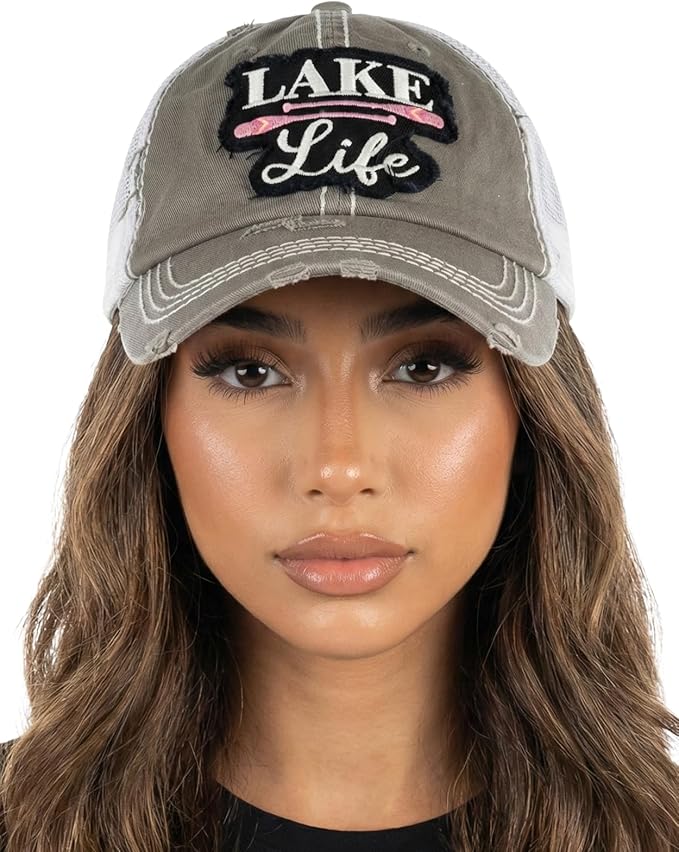 Funky Junque Distressed Vintage Baseball Cap - Embroidered Patch Women's Hat - Holiday, Lifestyle & Patriotic Designs