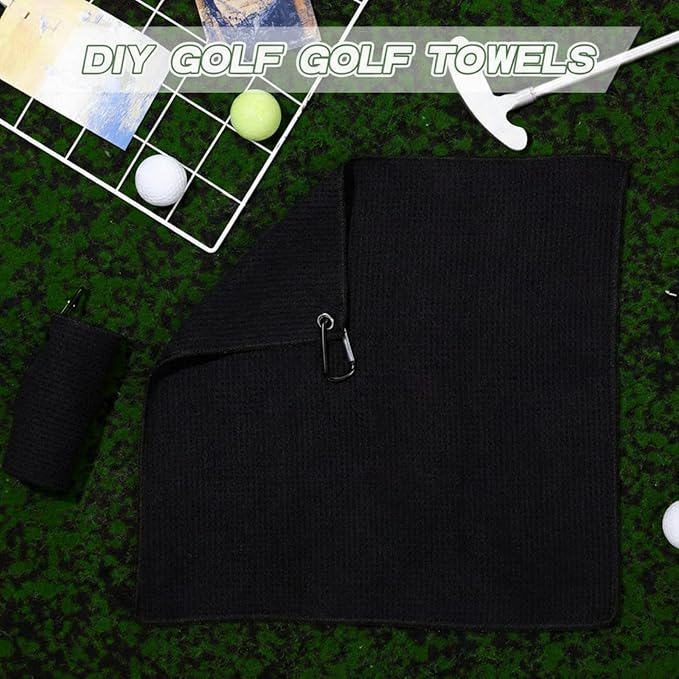 Batiyeer Golf Towel Bulk for Golf Bags 16'' x 16'' Microfiber Fabric Towel with Clip Waffle Pattern, Fitness, Camping, Hiking, Yoga