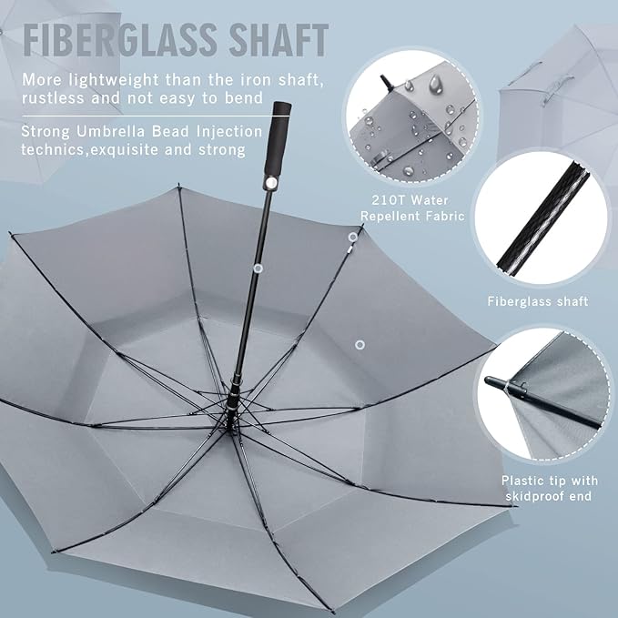 ZOMAKE Golf Umbrella Windproof, Extra Large Oversized Heavy Duty Double Canopy for Rain, Sports Games & Push Cart(51/54/62/68/72Inch)