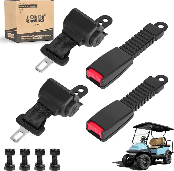 10L0L Retractable Golf Cart Seat Belts - Universal Retractable Seat Belts for Yamaha EZGO, Club Car, Go Kart, UTV