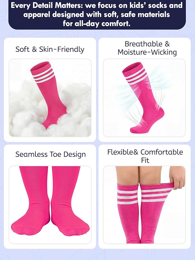 American Trends Kids Toddler Soccer Socks Youth Baseball Softball Football Socks Knee High Accessories for Girls