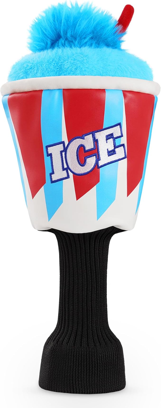 Big Teeth Funny Driver Headcover Ice & Birdiee, Driver Covers for Golf Clubs, Funny Birdie Putter Cover,Milk Shake Ice Cream Mallet Putter Cover,Blue and Red Color Golf Club Protector