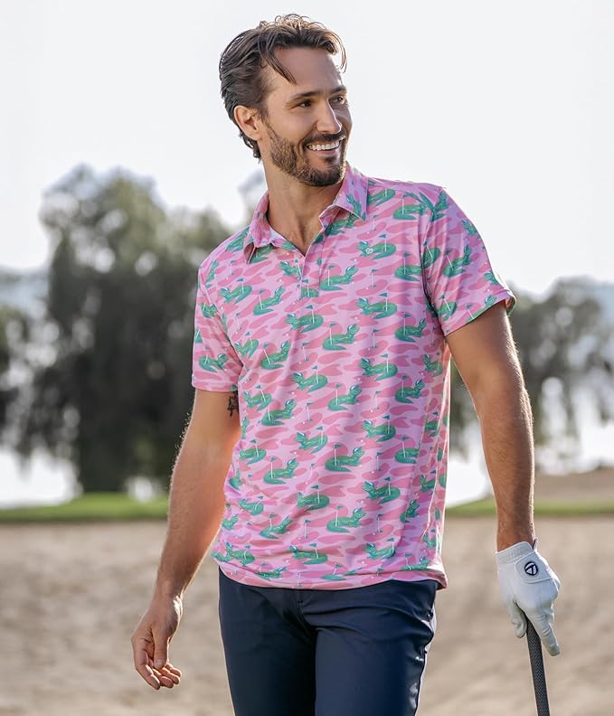 Tipsy Elves Men's Performance Golf Shirt - 4-Way Stretch, Quick Dry, Athletic Cut - Golf Polo