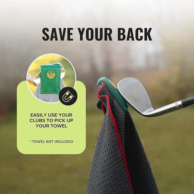 Stripebird Magnetic Clip for Any Towel - Fairway Green Golf Towel - Highest Strength Magnet - Removable