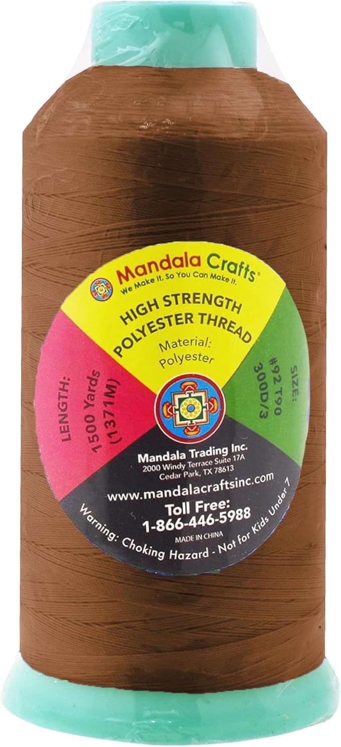 Mandala Crafts Bourbon Brown Heavy Duty Thread -1500 Yds Tex 90 Thread - Image 3