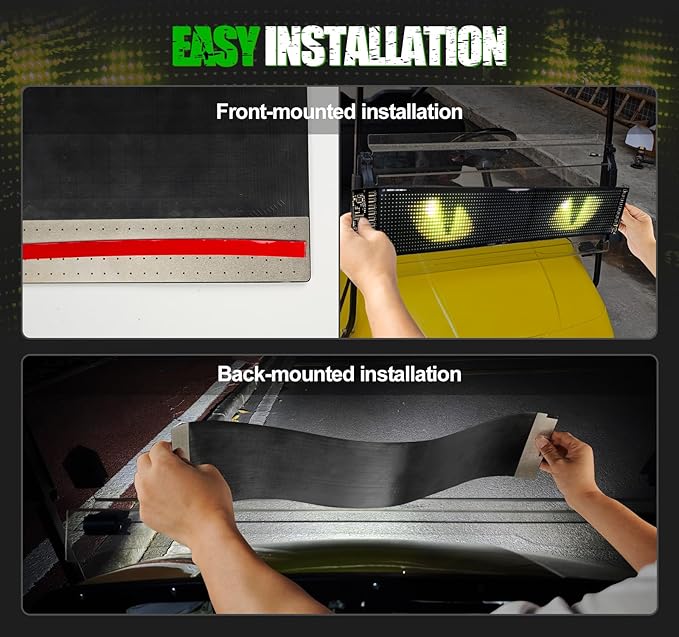 Golf Cart Devil Eyes Light Sign Screen, Programmable-Animations Flexible Screen for Golf Cart Windshield, DIY Dynamic text, graffiti, patterns With App&Remote Control, 23.4"x4.7" Windshield Decoration