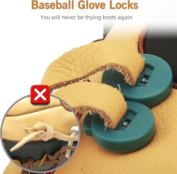 AliBall Glove Locks, Lace Locks for Baseball Glove 8 Pack, Never Need Thying Knots Again, Strong Elasticity, Made Plastic and Springs, Fits All Gloves, Baseball Gloves Accessories