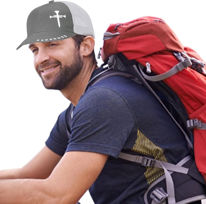 Christian Hats for Men Women with Gift Box, Embroidered Three Nails Cross Baseball Caps, Adjustable Mesh Outdoor Hat