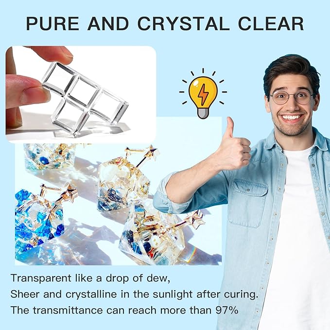 JDiction UV Resin 300g, Crystal Clear UV Resin Solar Cure Sunlight Activated - Image 2