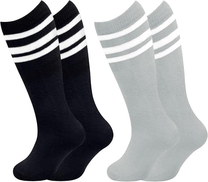 Sarfel Kids Soccer Socks Toddler Soccer Socks Girls Boys Soccer Socks Kids Tube Socks with Stripes Toddler Knee High Socks