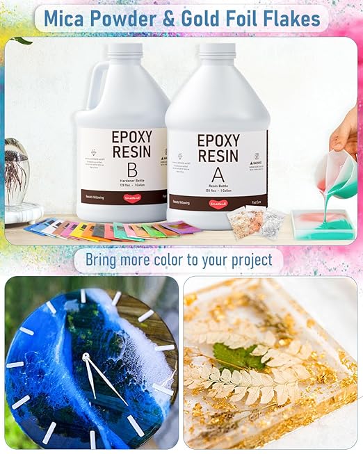 4 Gallon Epoxy Resin Kit with Mica Powder, Cups & Stick, Crystal Clear Resin - Image 4