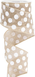 MEEDEE Burlap Ribbon with White Polka Dots by MEEDEE