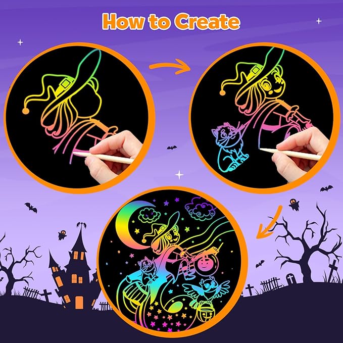 ZMLM Scratch Paper Art Craft: 2 Pack Rainbow Scratch Set - Image 5