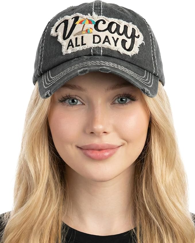 Funky Junque Distressed Vintage Baseball Cap - Embroidered Patch Women's Hat - Holiday, Lifestyle & Patriotic Designs