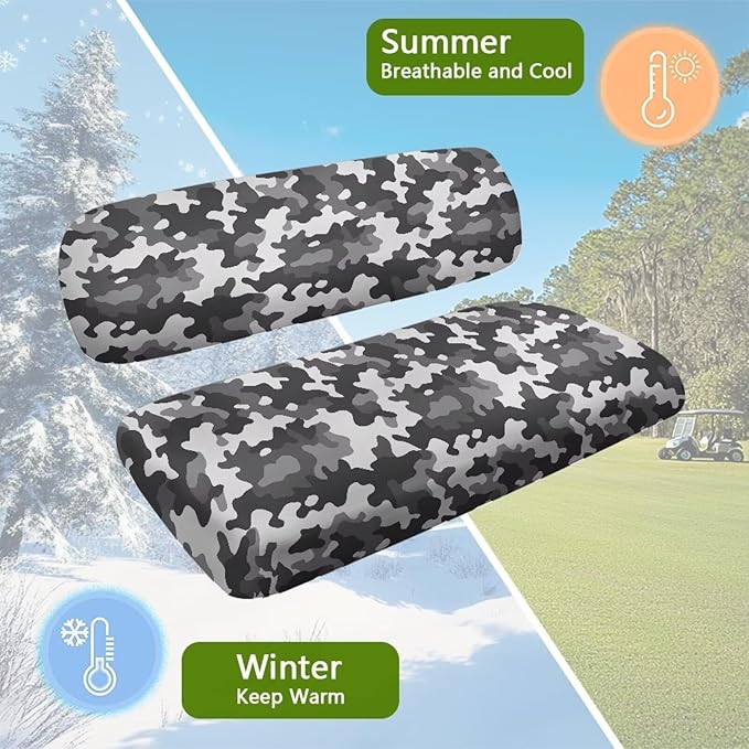 Bulopur Grey Golf Cart Seat Cover Camo Sport Golf Car Seat Cushion Cover for Most 2 Passenger Club Car Ez Go Golfcart Seats Cover Towel