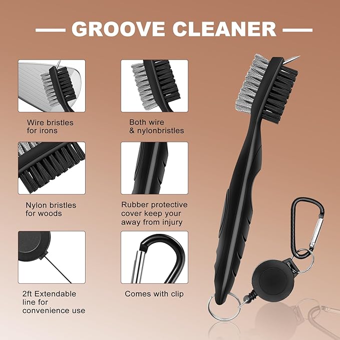 Golf Accessories for Men and Women, Golf Gifts for Him with Leather Case, Golf Brush, Golf Balls, Golf Tees, Golf Ball Clamp, Golf Divot, Golf Ball Line Marker Tool,Golf Ball Marking Stencils